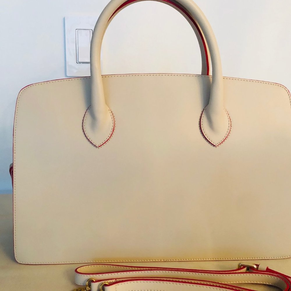 Alberta Dicanto Ivory & Red Suede Satchel